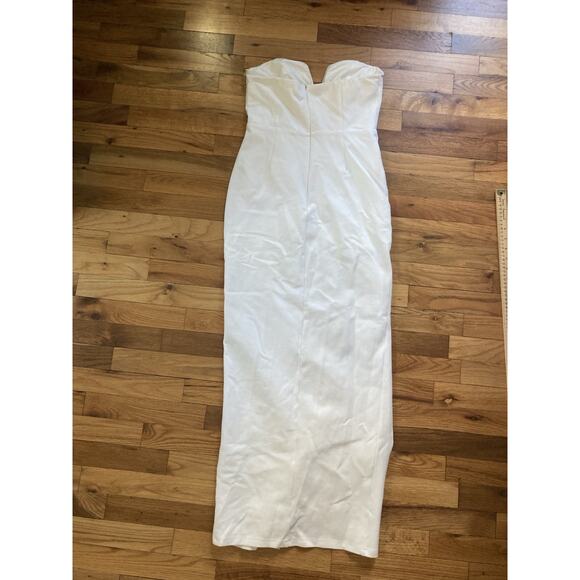 Superdown Gianna Sweathart Split Gown White Maxi Formal Holiday Black Tie Medium - Picture 11 of 14